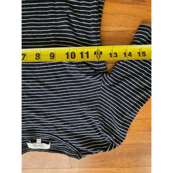 Vince Womens Striped Scoop Neck 3/4 Sleeve Top Gray Sz Small Lightweight A001048 - Picture 3 of 8